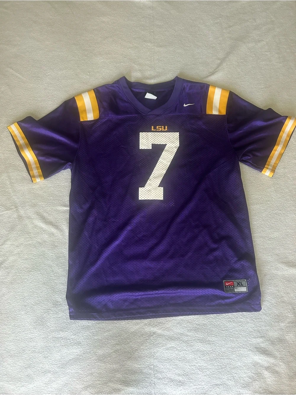 Nike Purple LSU #7 Football Jersey with Gold & White Accents